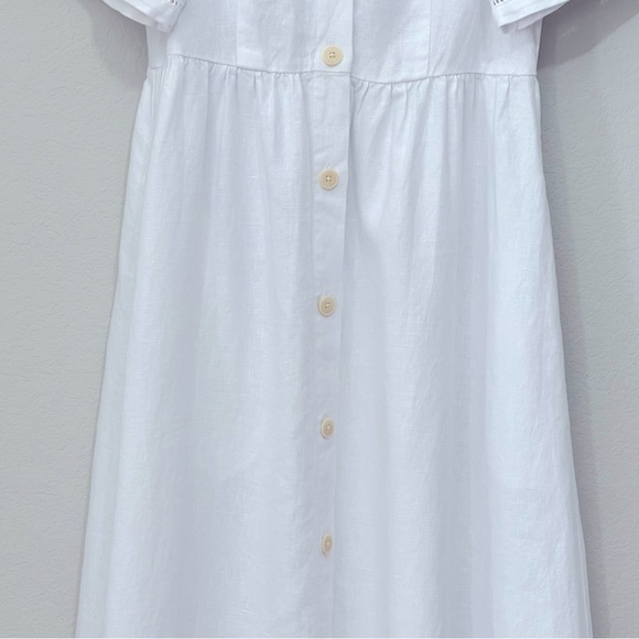 Madewell NWT Cassie Button-Front Midi Dress in Linen Size Small in Eyelet White - Picture 8 of 13